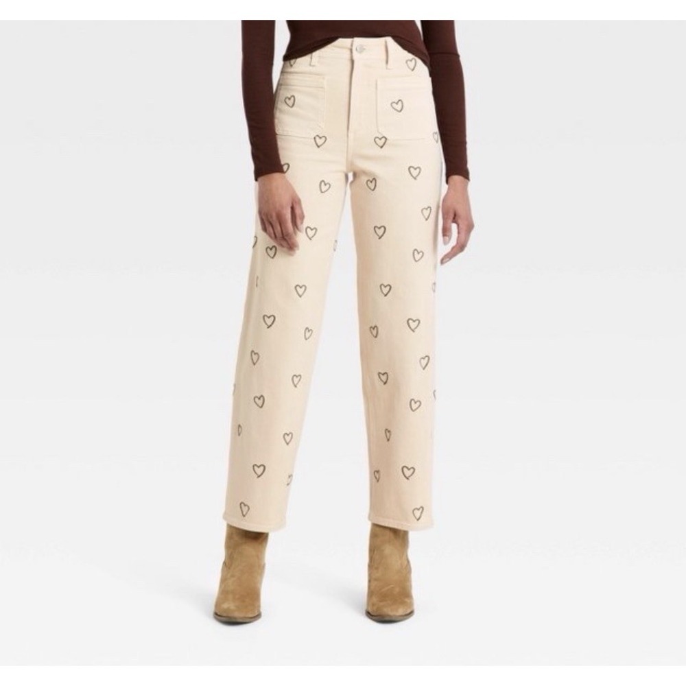 Womens Size 6 Sailor Heart Embroidered High-Rise Ankle Jeans Universal Thread
